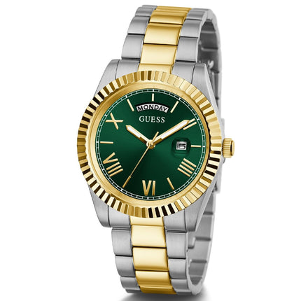 Buy GUESS Men's 42mm Watch - Two-Tone Strap Green Dial Two-Tone Case in India India