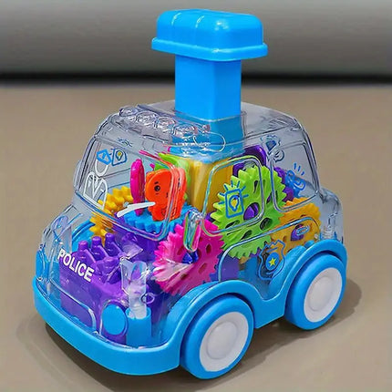 Durable Transparent Police Gear Car Educational Toy