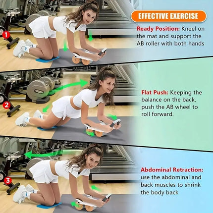 Maxbell Fit Abdominal Exercise Roller: Achieve Toned Abs with Elbow Support & Timer