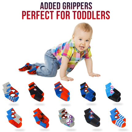 Buy Spiderman Grip Socks, Socks for Toddler Boys, 10 Pack, Spider man Toddler Gripper Socks, Amazing Spiderman Variety Pack 2-3T in India