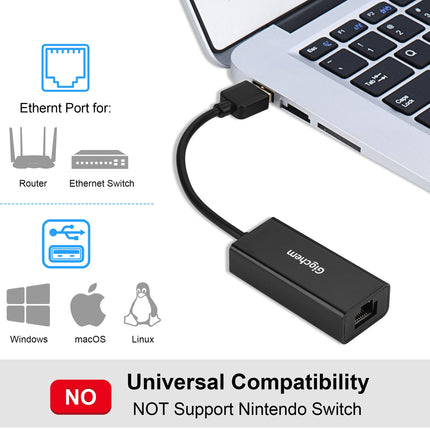 USB 2.0 to ethernet Adapter USB to RJ45 Supporting 10/100 Mbps Ethernet Network for Window/Mac OS, Surface Pro/Linux