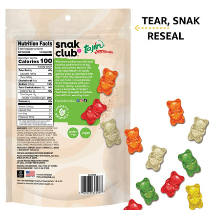 Buy Snak Club Gummy Bears, Tajin Chili & Lime Sweet and Spicy Gummy Candy, Mild in Heat Bold in Flavor, Low-Fat, Vegan, in India.