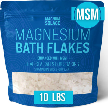 Magnesium Flakes with MSM - Magnesium Chloride Flakes - Dead Sea Salts for Soaking, 10 LBS