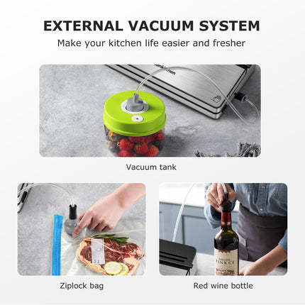 Bonsenkitchen Vacuum Sealer Machine, Stainless Steel Vacuum Food Sealer with 8-in-1 Vacuum Sealing System, 6 Food Vacuum Modes, Built-in Cutter and Bag Storage w/Starter Kit