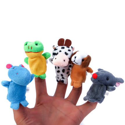 20-Piece Story Time Finger Puppets Set - Cloth Velvet Puppets - 14 Animals and 6 People Family Members