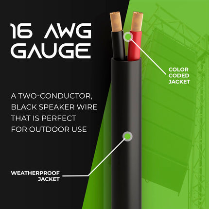 buy GearIT 16/2 Speaker Wire (250 Feet) 16AWG Gauge - Outdoor Direct Burial in Ground/in Wall / CL3 CL2 Rated / 2 Conductors - OFC Oxygen-Free Copper in India