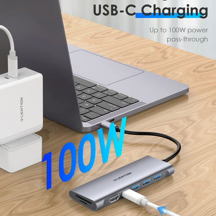 buy LENTION USB C Multiport Hub with 4K HDMI, 3 USB 3.0, SD/Micro SD 3.0 Card Reader, 100W PD Compatible in India