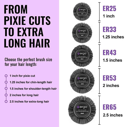 Ergo Ceramic Ionic Round Hair Brush - Salon-Quality Brush for Blow Drying, Roller Brush for Wet & Dry Hair Styling, Volumizing Hair Care (ER53: 2")