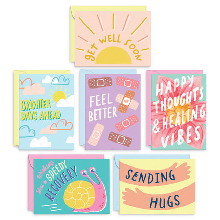 S&O Fun Get Well Cards with Envelopes - Colorful Get Well Soon Card Set of 24 - Get Well Gifts for Men & Women - Get Better Soon Card w/Message - Greeting Cards Assortment Box - Speedy Recovery Card