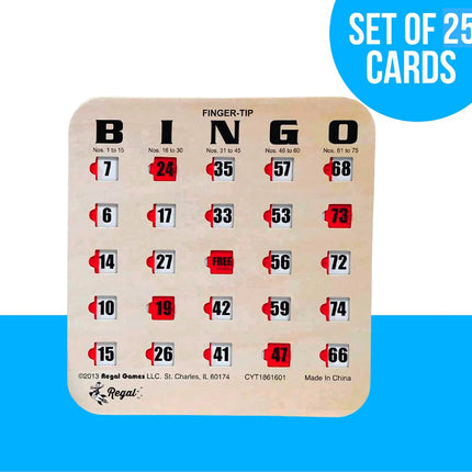 Buy Regal Bingo Finger-Tip Shutter Bingo Cards with Sliding Windows - 25 Bingo Shutter Cards - Ideal for in India.