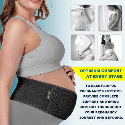 ChongErfei Pregnancy Belly Band Maternity Belt Back Support Abdominal Binder Back Brace - Relieve Back, Pelvic, Hip Pain for Pregnancy Recovery(Black,Plus Size)