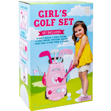 Hapinest Toddler Girl Toy Set - Golf Clubs, Balls, Holes, Putting Green, Bag & Tees for Kids Ages 3-5 Years Old