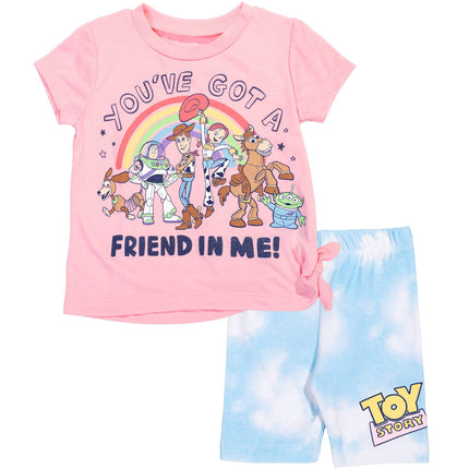 Buy Disney Pixar Toy Story Alien Slinky Dog Jessie Woody Toddler Girls T-Shirt and Shorts Outfit Set Toy Story Pink 3T in India