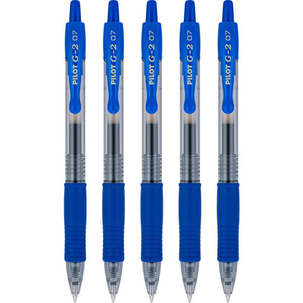 Pilot, G2 Premium Gel Roller Pens, Fine Point 0.7 mm, Blue- (Pack of 5)
