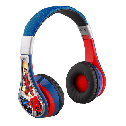 eKids Marvel Avengers Kids Bluetooth Headphones, Wireless Headphones with Microphone includes Aux Cord, Volume Reduced Kids Foldable Headphones for School, Home, or Travel