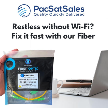 PacSatSales - Fiber Optic Internet Cable - 3ft / 1M SC/APC to SC/APC Single Mode Fiber Optic Cable att & Connector. Replacement Fiber Patch Cable/Fiber Optic Cable extender