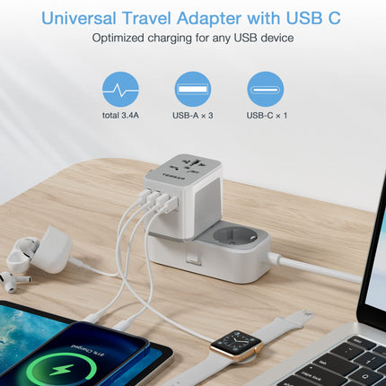 buy TESSAN International Plug Adapter, Universal Power Adaptor with 4 USB Ports (1 USB C), Worldwide Travel Plug Converter for India.