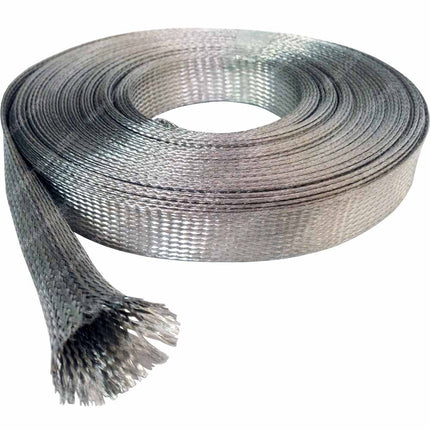 Electriduct 1/8" Tinned Copper Metal Braid Sleeving Flexible EMI RFI Shielding Wire Mesh (0.08" Diameter) - 25 Feet