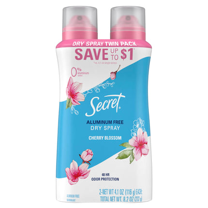 Buy Secret Dry Spray Aluminum Free Deodorant for Women, Cherry Blossom, 4.1oz (Pack of 2) in India