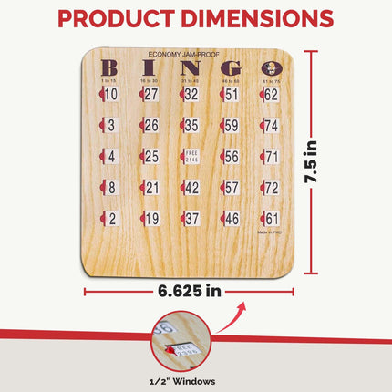 MR CHIPS Jam-Proof Fingertip Slide Bingo Cards with Sliding Windows - 25 Pack in Tan Style