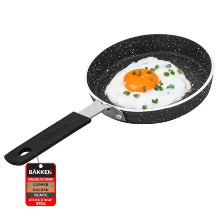Bakken- Swiss 2-Piece Mini Nonstick Egg Pan & Omelet Pan – Egg Pan [5.5''] with Marble Coating Non-Stick, Skillet, Eco-Friendly –for Eggs Pancakes, for All Stoves - Non Toxic
