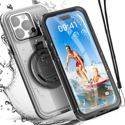 AICase Self-Check Waterproof Phone Case for iPhone 14 Pro Max, Underwater Touchscreen Water Proof Dustproof Snowproof Diving Phone Case Built-in Screen Protector for Shower, Bike, Beach, Snorkeling