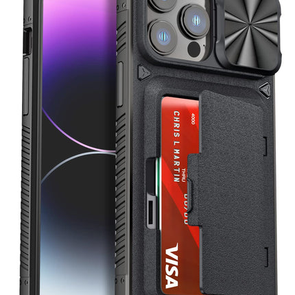 Buy ATATOO Wallet Case for iPhone 14 Pro Max with Card Holder, Sliding Camera Cover, Military Grade Prot. in India