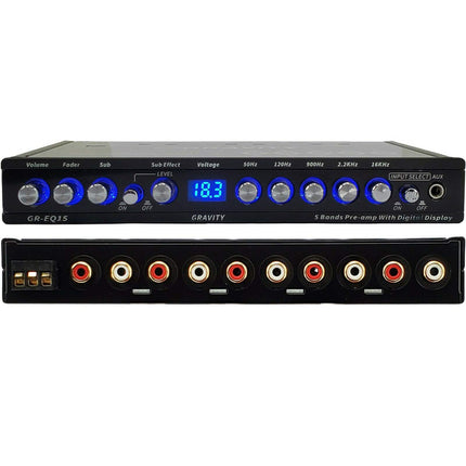 buy Gravity EQ15 1/2 Din Five Equalization Bands Car Audio Equalizer EQ Front, Rear +Master Volume Control with up to 9 Volts RMS of Output/Three Stereo RCA Output in India