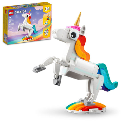 buy LEGO Creator 3 in 1 Magical Unicorn Toy, Transforms from Unicorn to Seahorse to Peacock, Rainbow Animal in India