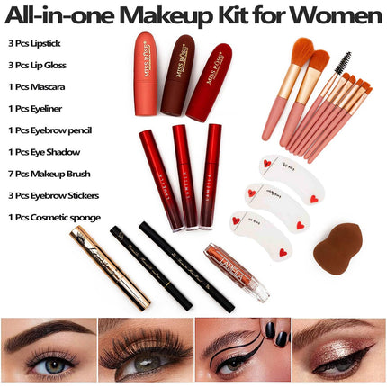 UNIFULL 132 Color All- In- One Makeup For Women Full Kit,Professional Makeup Kit,Makeup Gift Set for Women,Girls&Teens,Include eyeshadow/lipstick/concealer/Lip Gloss/Eyeliner/Mascara（006N2-Silver）