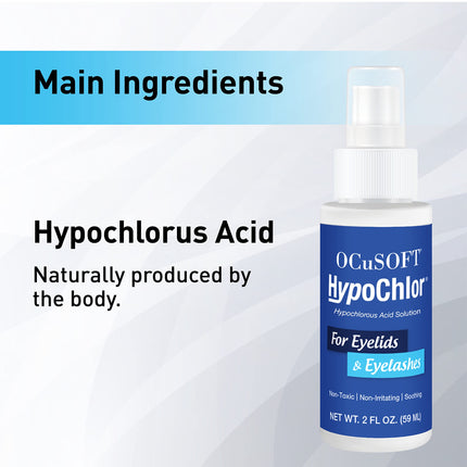 OCuSOFT HypoChlor Spray - Non-Irritating Hypochlorous Acid Spray & Eyelid Cleanser Solution to Remove Oil & Debris- 2 fl oz