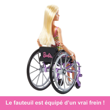 Barbie Fashionistas Doll #194 with Wheelchair and Ramp, Straight Blonde Hair and Rainbow Romper with Accessories