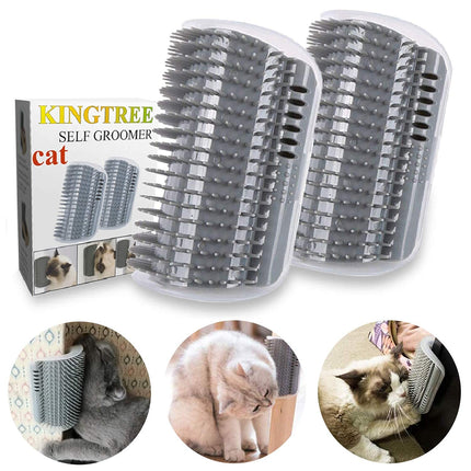 Kingtree Cat Self Groomer 2 Pack Wall Corner Brushes, Soft Cat Corner Scratcher Self Grooming Massage Combs for Long Short Fur Kitten Indoor Cats