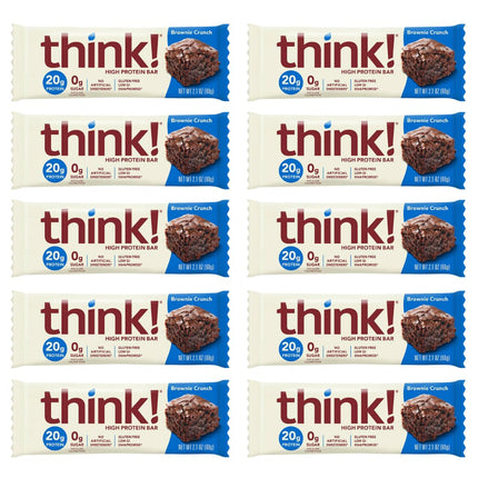 Buy Think! Protein Bars, High Protein Snacks, Gluten Free, Kosher Friendly, Brownie Crunch, Nutrition Bars, 2.1 Oz per Bar - 20 Count in India.