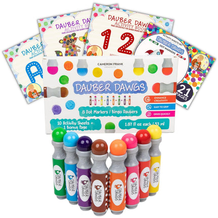 buy Cameron Frank Products Dot Markers for Toddlers 1-3 - Set of 8 Dauber Dawgs Washable Dot Paints in India