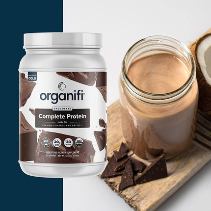 Buy Organifi Complete Protein Chocolate Flavor - Organic Vegan Plant Based Protein Powder with Enzymes - 30 Day Supply - No Soy, Dairy, or Gluten in India