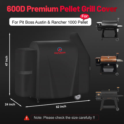 Comnova Grill Cover for Pit Boss Austin XL - 600D Wood Pellet Smoker Cover for Pitboss 1000 Series, Premium Pellet Cover for Pit Boss Austin XL 1000, Rancher XL 1000, 1100 Pro, 1150, and Z Grill 1000