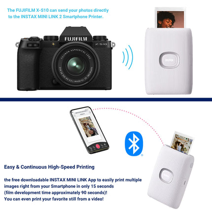 buy Fujifilm Instax Mini Link 2 Smartphone Printer Clay White, Fuji Instax Mini film 40 Sheets, Protective Case, Instant Printer Bundle in India