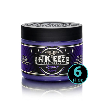 INK-EEZE Purple Tattoo Ointment for Artists and Aftercare, Essential Oils, Petroleum Free, Cruelty Free, Made in USA, Lavender, 6oz