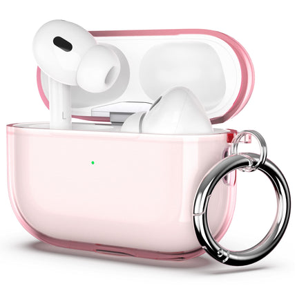 ULAK Compatible with Airpods Pro & AirPods Pro 2 Case, Design Soft TPU Airpods Pro 1st/2nd Generation Case Cover 2022/2019 with Ring Keychain Shockproof Protecitve Cover, Light Pink