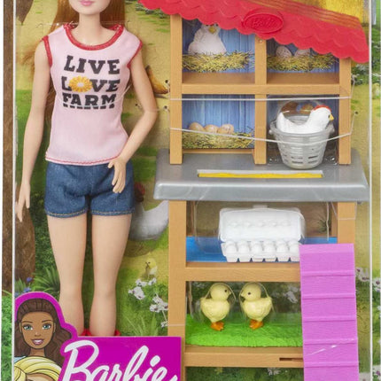 Barbie Chicken Farmer Doll & Playset, Henhouse with Chickens & Accessories, Fashion Doll with Red Hair & Boots (Amazon Exclusive)