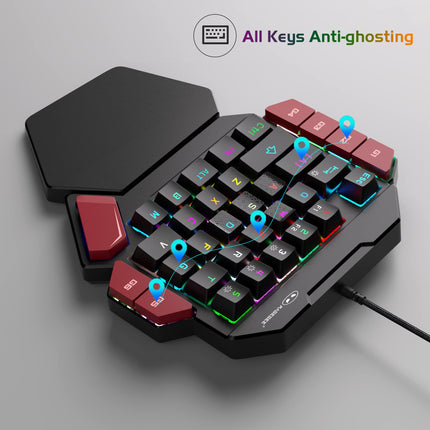 Buy MageGee One Handed Professional Gaming Keyboard, RGB Backlit 35 Keys Mini Wired Mechanical Keyboard in India