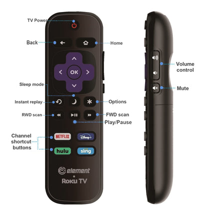 OEM Replacement Remote Control Compatible with All Element Roku TV Smart 4K Ultra HDTV 【Only Works with Element Roku TV, Not for Roku Stick and Roku Box】 (Netflix/Disney Plus/Hulu/Sling)