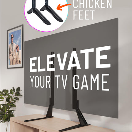 ECHOGEAR TV Legs Replacement TV Stand for Screens Up to 65" - Foldable TV Bracket Includes Hardware, Anti-Slip & Anti-Scratch Pads - Easy 3-Step Install TV Feet w/Wide VESA Compatibility