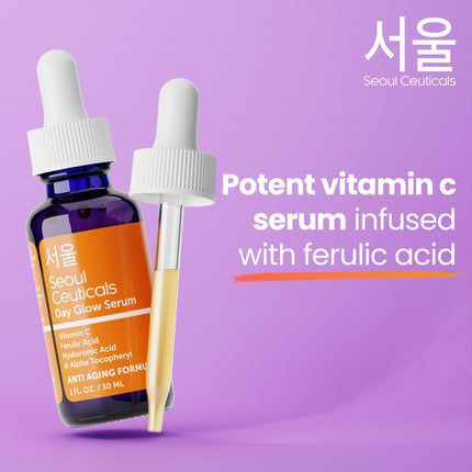 SeoulCeuticals Korean Skin Care 20% Vitamin C Hyaluronic Acid Serum + CE Ferulic Acid - Potent Anti Aging, Anti Wrinkle Korean Beauty 1oz