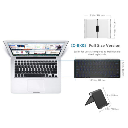 buy iClever BK05 Bluetooth Keyboard with 3-Color Backlight, Bluetooth 5.1 Multi-Device Foldable Keyboard with Aluminum Alloy Base for iOS Windows Android Tablets, Smartphones, Laptops, PC and More in India.