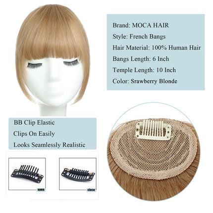 Bangs Hair Clip 100% Human Hair Bangs Hairpiece Bangs Clip In Hair Extensions Clip In Bangs Blonde Clip On Bangs French Bangs Fringe With Temples Hairpieces For Women