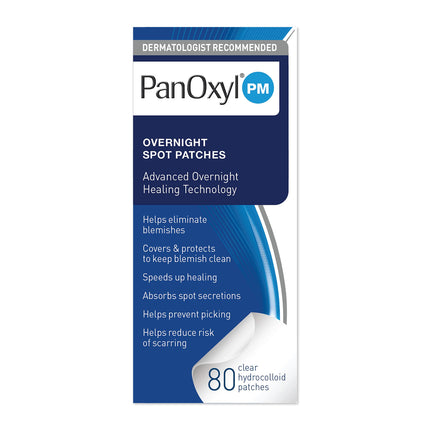 PanOxyl PM Overnight Spot Patches, Advanced Hydrocolloid Healing Technology, Fragrance Free, 80 Count