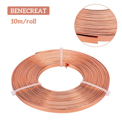 BENECREAT 32 Feet 5mm Wide Flat Jewelry Craft Wire 18 Gauge Aluminum Wire for Bezel, Sculpting, Armature, Jewelry Making - Copper
