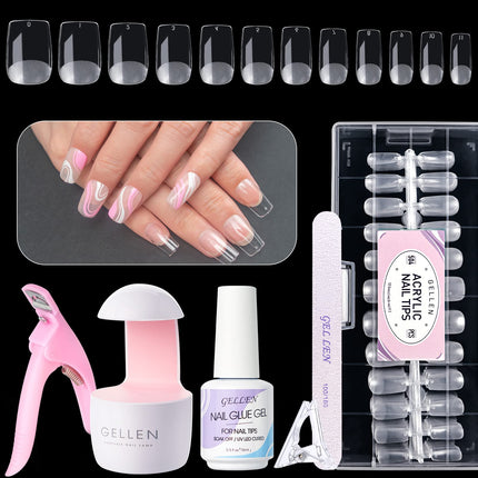 Buy Gellen Nail Tips And Glue Gel Kit, Acrylic Nail Kit With 504Pcs Short Square Fake Nails, U V LED Nail Lamp in India